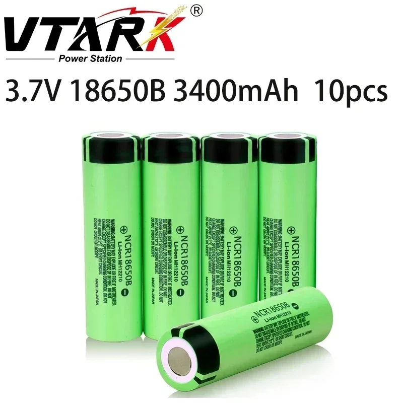 100% оригинальный аккумулятор 18650 3,7 В ncr18650b литиевый 3400 мАч для аккумулятора фонарика на 10 А и 10 шт. аккумуляторной батареи