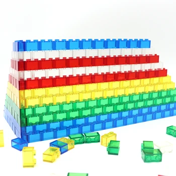 100ШТ MOC Прозрачные Строительные блоки толщиной 1x2 точки, классические кирпичи 