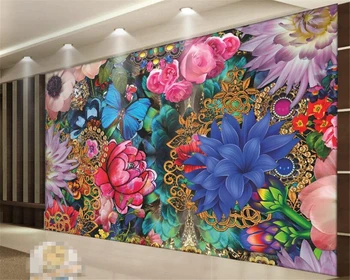 3D обои ручная роспись ретро розы ТВ фон стены гостиная спальня фреска фотообои для стен 3 d