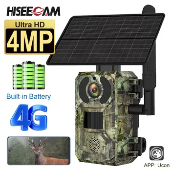 4-Мегапиксельная солнечная Охотничья камера-ловушка на открытом воздухе 14-Мегапиксельная 4G Sim-карта Обнаружение движения Батарея ночного видения Камера дикой природы Водонепроницаемая
