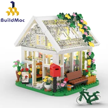 MOC Architecture Light Flower House Building Block Set Idea Для отдыха, Открывающаяся вилла, Хижина, Кирпичная игрушка для детей, подарок на день рождения и Рождество