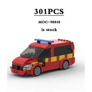 MOC Speed Champion MOC-98848 Игрушечная машина для пожарной команды, модель строительного блока, 301ШТ, модель грузовика, подарок на день рождения, Рождественский подарок