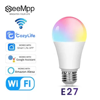 SeeMpp E27 Светодиодная Лампа Wifi Умная Лампа RGB CW WW Alexa Умные Лампочки Переменного Тока 85 В-265 В Умные Лампы Для Google Assisatnt Smart Life