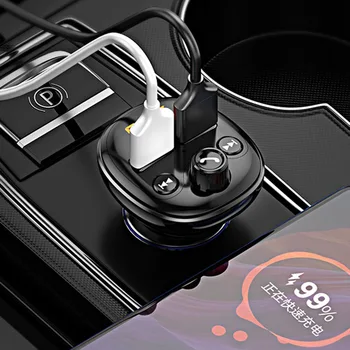 Автомобильный FM-передатчик, Радиомодулятор, MP3-плеер, совместимый с Bluetooth, Адаптер зарядного устройства с двойным интерфейсом USB, Автоаксессуары