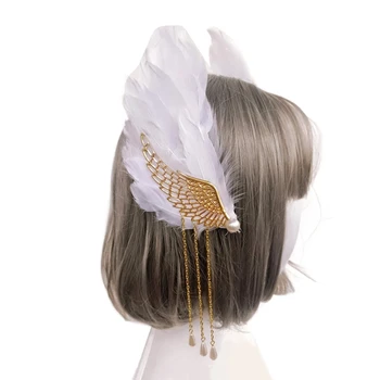Аниме-заколка для волос с перьями и крылышками для девочек-подростков, реквизит для вечеринок, головные уборы