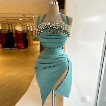 Великолепное Коктейльное Вечернее Платье Для Женщины С Длинным Рукавом, Атласные Сексуальные Короткие Платья Для Выпускного Вечера, Celebrity Gala 2023 Custom Vestidos De Fiesta