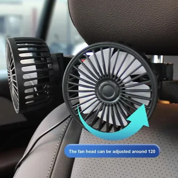 Вентилятор Для Автомобиля С Зажимом Для Электромобиля Охлаждающие Вентиляторы С Питанием От USB 5 В Подголовник С Возможностью Поворота на 360 Градусов Двухголовочный 3-Ступенчатый Вентилятор Для Заднего Сиденья