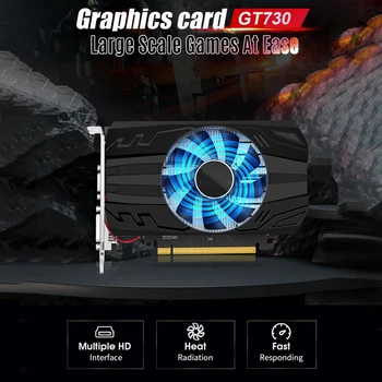 Видеокарта GT730 2GB GDDR5 128-битная, 700 МГц, 40-нм, VGA + DVI + Hdml-совместимая видеокарта
