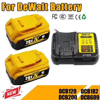 Для Dewalt DCB200 20V 4.0Ah/6.0Ah/9.0Ah Сменный аккумулятор, Совместимый с Аккумулятором для инструментов Dewalt 18V/20V + зарядное устройство