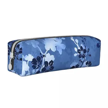 Классические синие пеналы Sakura Blossom, цветочная коробка для карандашей, держатель для ручек, детские сумки большой вместимости, подарочные канцелярские принадлежности для школьников.