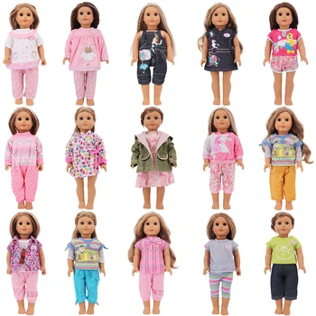 Кукольная Одежда Топы + Брюки, Платье-Боди, Подходит для 18-Дюймовой Американской Куклы и 43-сантиметровой Куклы Reborn Baby, Аксессуары для Кукол, Игрушка Нашего Поколения, Подарок для девочки