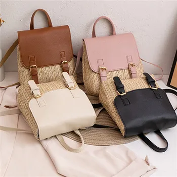 Модные соломенные сумки для женщин, мини-сумочка в стиле ретро, женская дизайнерская сумка, высококачественный маленький рюкзак из ротанга, сплетенный из ротанга