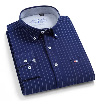 Мужская дизайнерская одежда Рубашка Высокого качества из нового хлопка с длинным рукавом синего цвета Повседневный бренд Slim Fit Camisa Деловые Классические платья Рубашки
