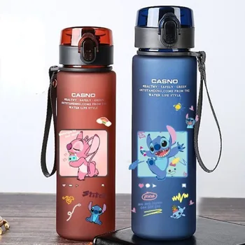 Новые стаканчики Disney Cute Stitch Couple для воды с пластиковыми мультяшными чашками для учащихся начальной и средней школы