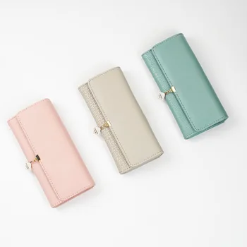 Новый женский длинный кошелек однотонного цвета INS Macaron Color Простой модный Корейский карманный кошелек для мобильного телефона