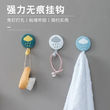 Новый мультяшный модный Кухонный настенный Пластиковый Дверной крючок, крючок для пальто, настенный крючок для ванной, Липкий крючок