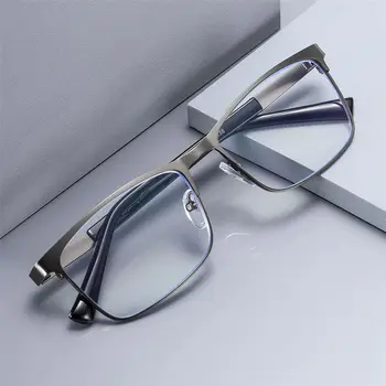 Очки для чтения из нержавеющей стали, мужские пресбиопические оптические очки, очки для чтения с синим светом для мужчин и женщин