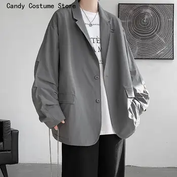 Пальто Уличная Куртка Мужская Одежда Корейский Стиль Плюс Размер Блейзеры Мужские Kpop Оверсайз 8XL 7XL Ulzzang Fashion