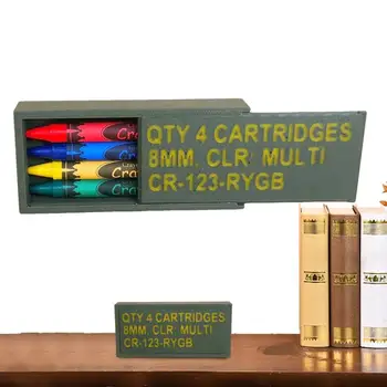 Пенал, деревянная коробка для ручек, креативные подарки для любителей розыгрышей, Многофункциональный канцелярский держатель включает 4 цветных карандаша