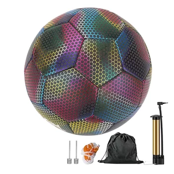 Светоотражающий футбольный мяч со светящимися футбольными мячами для тренировок взрослых и детей, футбольный мяч размером 5, Светоотражающая вспышка камеры для ночных тренировок