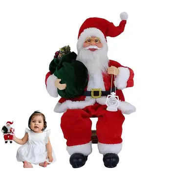 Фигурки сидящего Санта-Клауса 13,8-дюймовые Плюшевые рождественские украшения Санта-Клауса, Плюшевая игрушка в подарок для детей и подростков, сезонный декор для дома