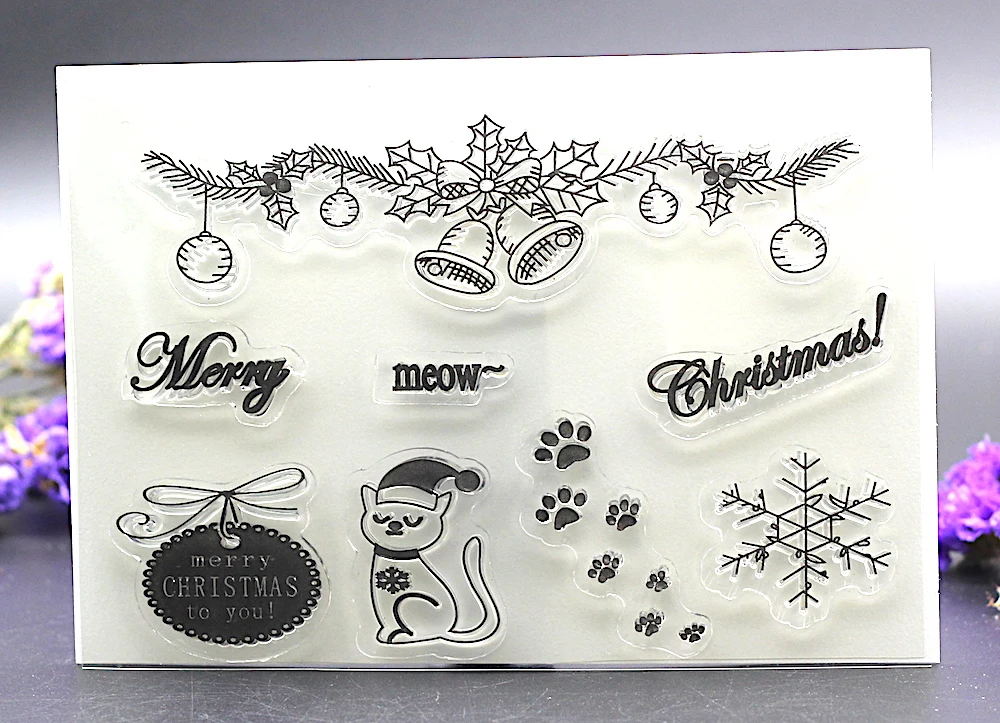 AlinaCraft Прозрачный штамп для поделок, открытка, альбом, поделка из бумаги, силиконовый резиновый валик, прозрачный штамп, вырезанный с Рождеством Христовым