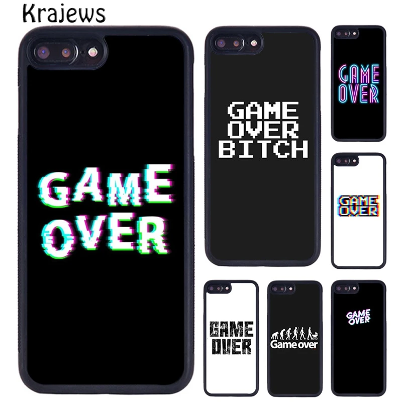 Krajews Neon Game Over Pixel Чехол Для Телефона Чехол Для iPhone 15 14 6 7 8 plus X XR XS 11 12 13 pro max coque