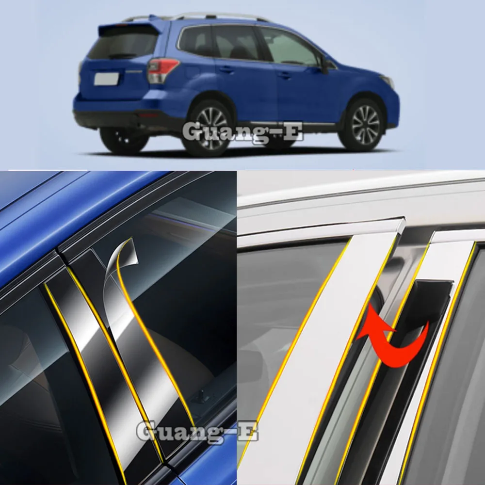 Автомобильный чехол из ТПУ/глянцевой зеркальной стойки для Subaru Forester 2013 2014 2015 2016 2017 2018 Наклейка на молдинг двери, окна, 8шт