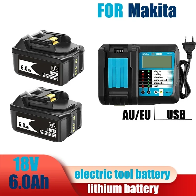 Аккумуляторная Батарея 18V 6.0Ah Для Электроинструментов Makita со Светодиодной Литий-ионной Заменой LXT BL1860 1850 18 v 9 A 6000 mAh