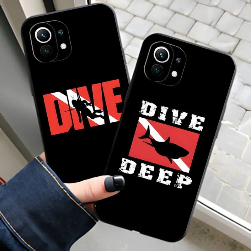 Дайвер с Аквалангом Shark Diving Чехол Для Телефона Redmi Note 10 9 8 6 11e 10T 9S 8T 7A 8A 9A Pro Plus С Противоударным Дизайном Задняя Крышка