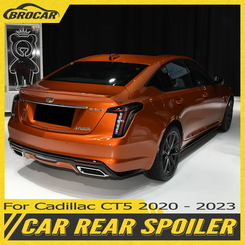 Для Cadillac CT5 2020-2023 высококачественное автомобильное заднее крыло из АБС-пластика, карбоновое волокно, задний спойлер, тюнинг спойлера багажника