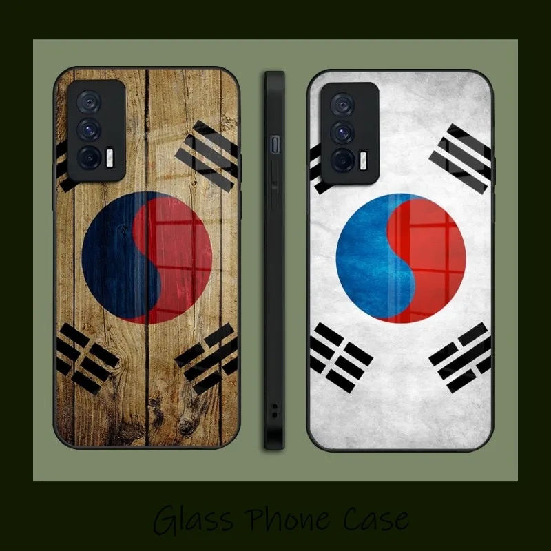 Корейский Флаг Чехол Для Телефона Стеклянный Для Vivo Y76S Y55S Y31S Y73 Y30 S10 S10E S12 S9 S9E X60 X70 IQOO9 8 7 NEO5 5S Чехол