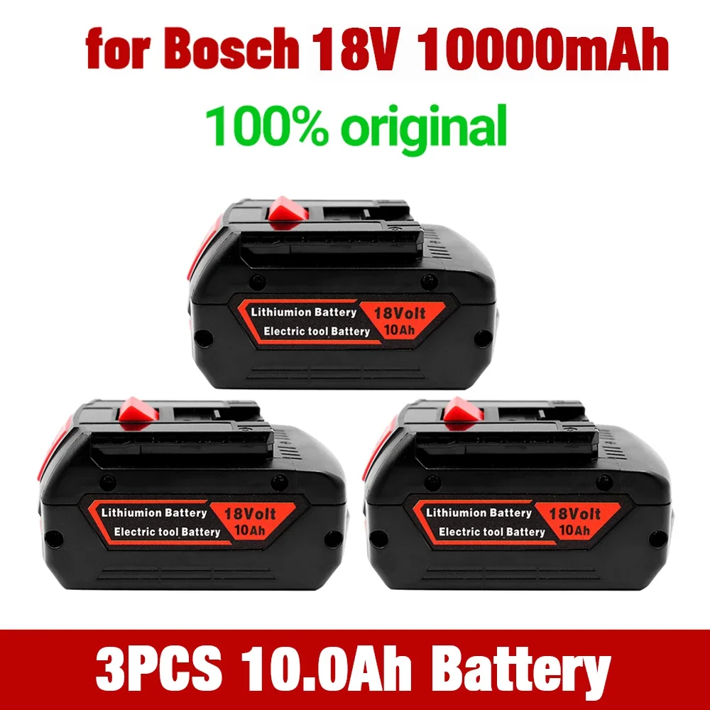 Литий-ионный аккумулятор 18 В 10.0A для резервного копирования электроинструмента Bosch 18 В, 10000 мАч, портативная сменная индикаторная лампа BAT609