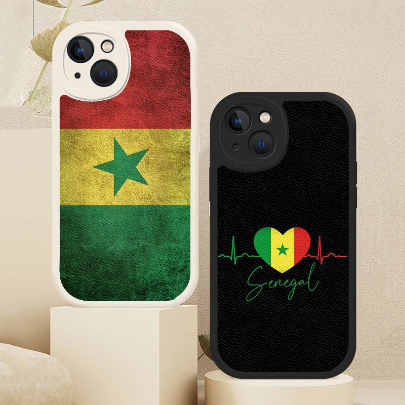 Мягкий чехол Из Овечьей Кожи С Флагом Сенегала Для iPhone 14 13 12 11 Pro Max X XR XS 7 8 Plus SE 2020 Cover Funda