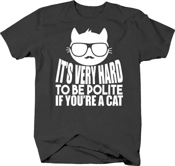 Очень сложно быть вежливым, Если ты Кот, Котенок, Очки, Усы, футболка с длинными рукавами